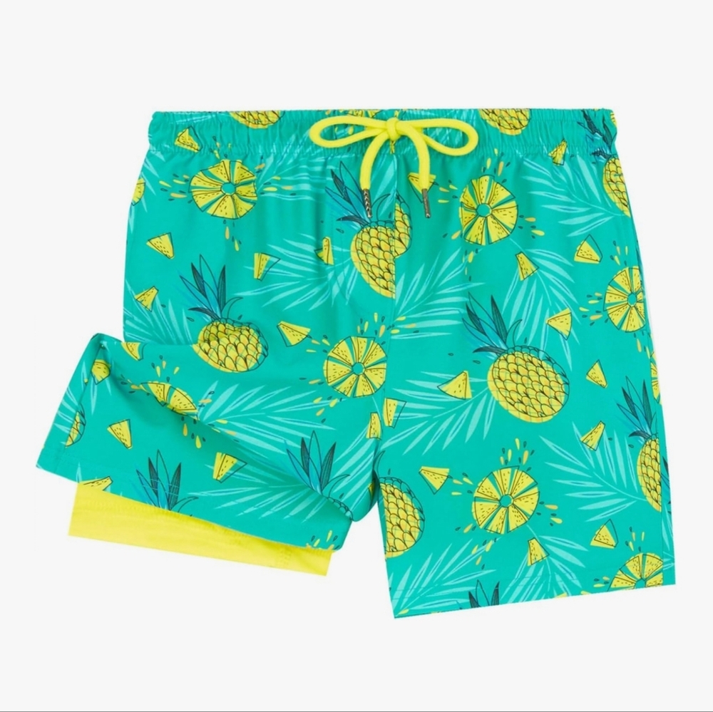 Tropical Pineapple Print Swim Shorts